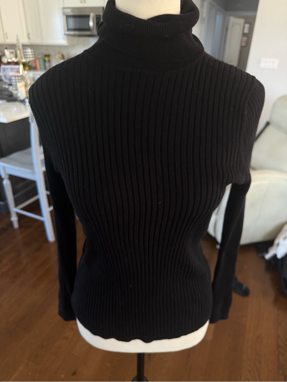 Talbots Black Ribbed Turtleneck Sweater Size Petite Small BNWT